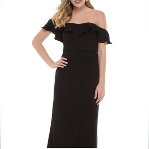 MSK Black Ruffled Off Shoulder‎ Formal Dress Size M